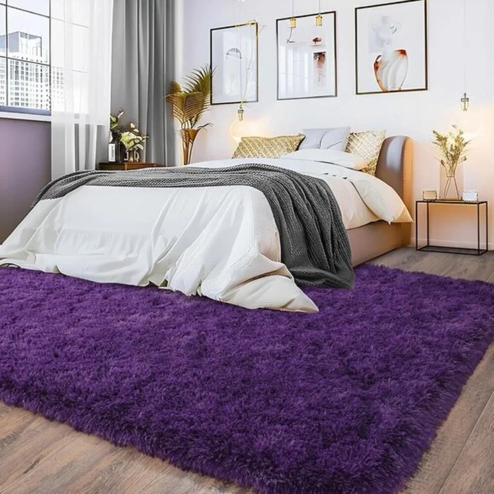 New 8x10 Purple Shag Rug, Ultra Soft Fluffy Non-Slip Carpet for Home, Room Decor